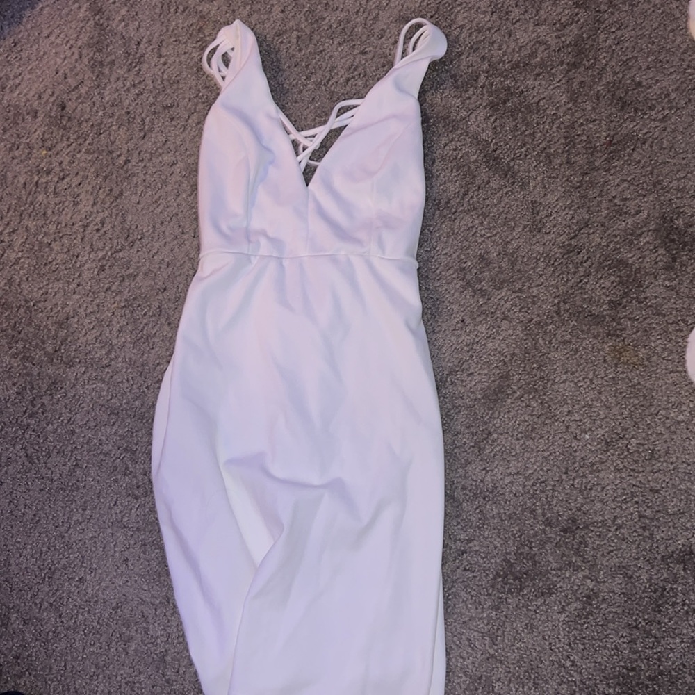White bodycon dress with open back